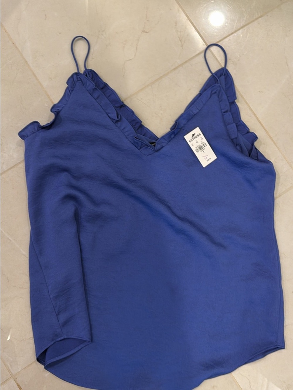 Express Royal Blue Ruffle-Trim V-Neck Camisole